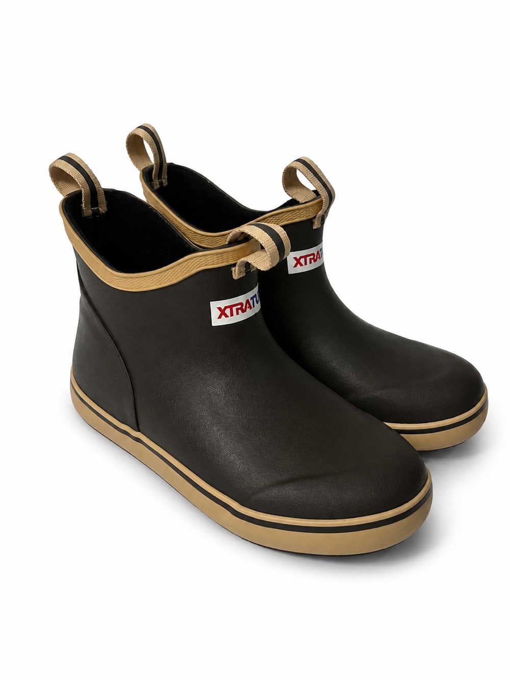 XTRATUF Kids' Ankle Deck Boot Kids Sz 4 Brown Ankle PullOn Rubber Slip Resistant